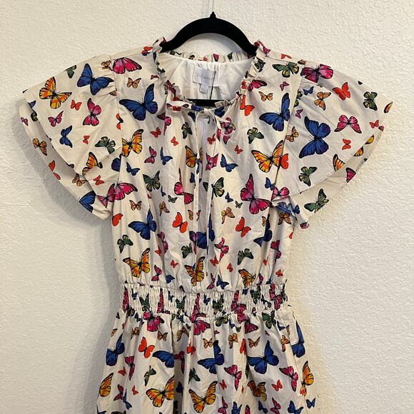 NWT Sugarlips Cecily Butterfly Dress Small Mini Novelty Print Colorful Easter - Picture 3 of 13